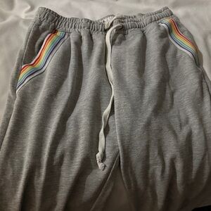 Gray SoulCycle Joggers with Rainbow Stripes
